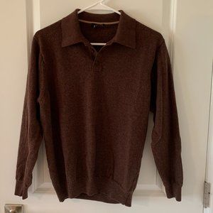 Mens Burnt Orange Jos. A Bank Long Sleeve Polo, size M